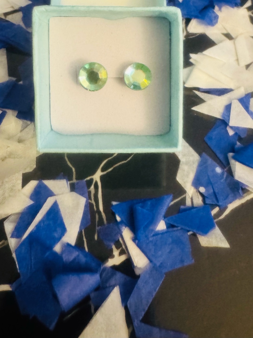 Green Faceted Crystal Stud Earrings for Women